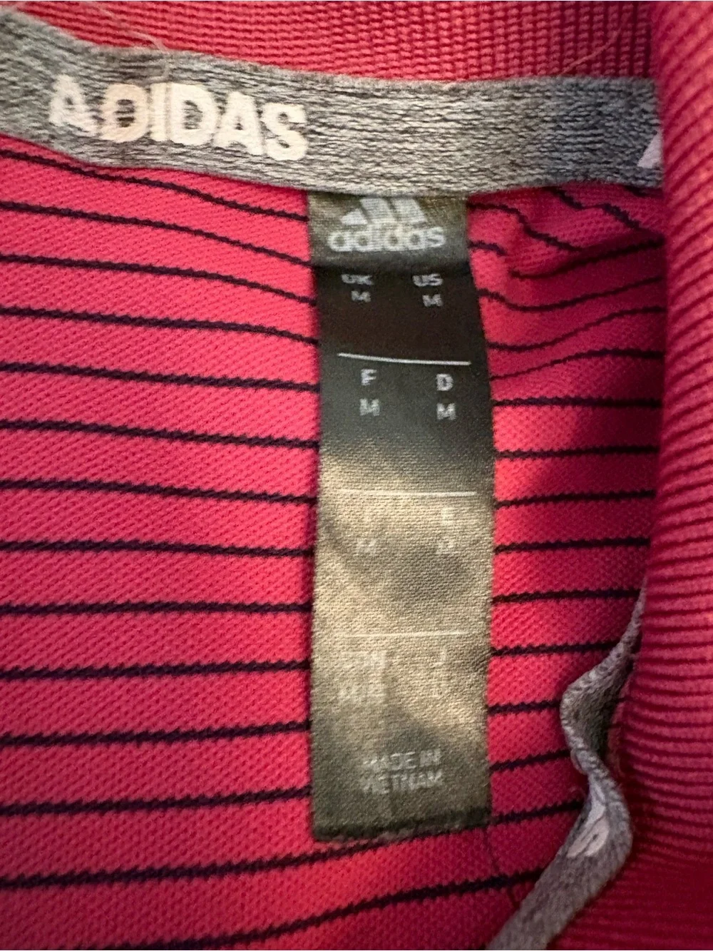 adidas Men’s Red and Black Striped Polo Shirt